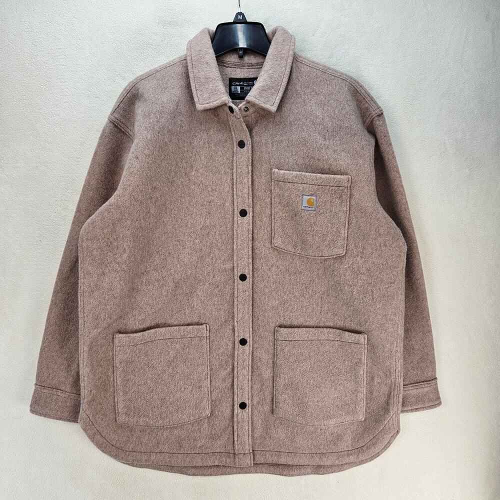 CARHARTT WOMEN'S XL LOOSE FIT FLEECE SHIRT JACKET MUTED PINK NWOT - Picture 1 of 5